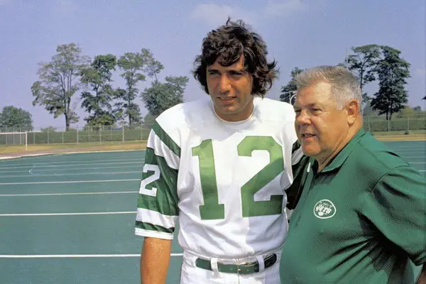 New York Jets:  Quarterback Joe Namath with Head Coach Weeb Ewbank